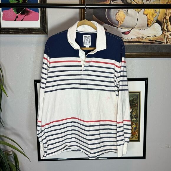 Vintage Lands End Striped Rugby - Picture 1 of 9
